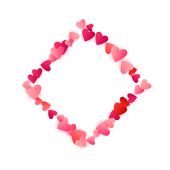 Red flying hearts bright love passion vector background.