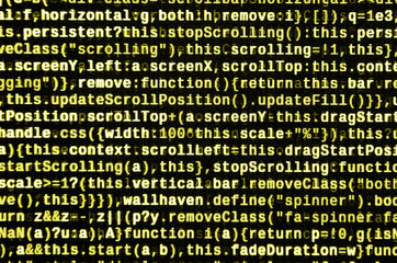 Big data and Internet of things trend. IT specialist workplace. Website HTML Code on the Laptop...