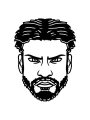 kopf mann gesicht böse junge männlich ernster blick sexy hübsch bart cool design clipart