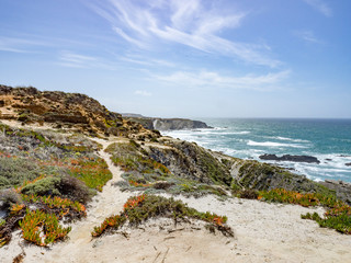 Trail leading to beach, Zambujeira do Mar, Odemira, Alentejo, Vicentine coast of Portugal