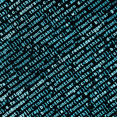 Big data and Internet of things trend. IT specialist workplace. Website HTML Code on the Laptop...