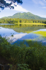 Beautiful view of Mt. Hiuchi and Oze pond, Oze National Park, Gunma, Japan, summer time