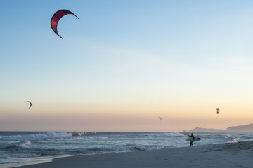 kitesurfer at sunset