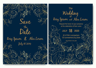 Fototapeta na wymiar Wedding invitation card floral template collection.