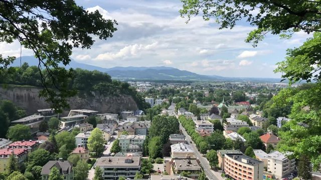 Looking over the city Salzburg in Austria