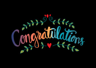 Congratulations card. Hand lettering calligraphy.