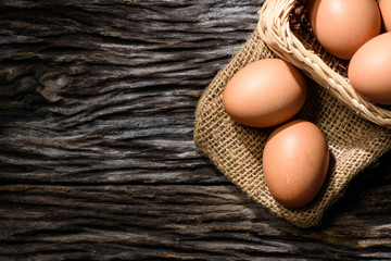 eggs on wooden background