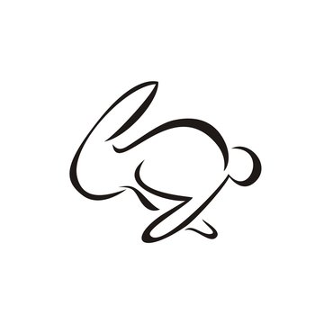 recommend clip art: simple line art rabbit logo design. modern style. suitable for your business
