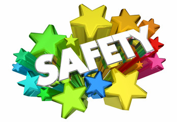 Safety Stars Security Caution Rules 3d animation