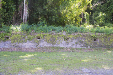 Concrete Bunker, Peleliu Island and war ruins,  the battle was fought between the U.S. and Japan during World War II.