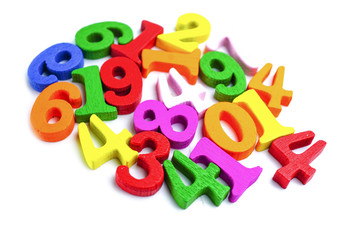 Obraz premium Math Number colorful on white background : Education study mathematics learning teach concept.