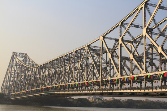 Howrah Bridge, A Vintage Construction Over River Ganga At Kolkata