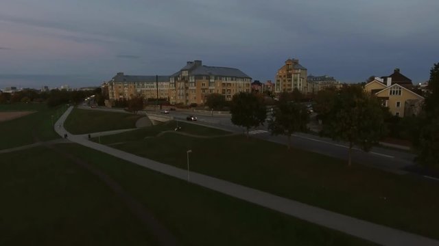 Aerial shot of Malm&radic;&part; west side at dusk.