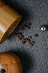 Black pepper with the grinder knob labelled as P