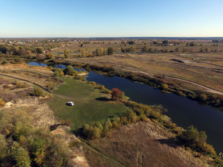 Fototapeta na wymiar Aerial view of the river Desna.,Near Kiev
