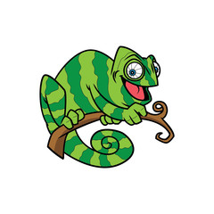 Cartoon chameleon green lizard character