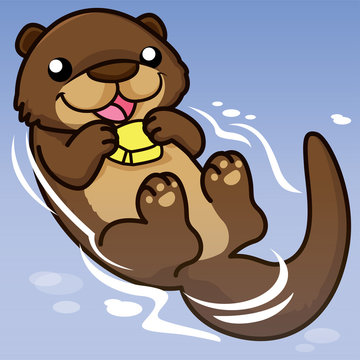 otter cartoon, cartoon cute, animal cute Stock Vector | Adobe Stock
