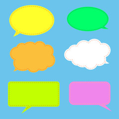 Vector set of stickers of speech bubbles. Blank empty speech bubbles