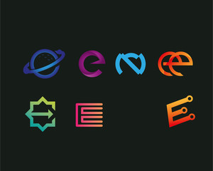 Set pack Letter ''E'' Logo full color 