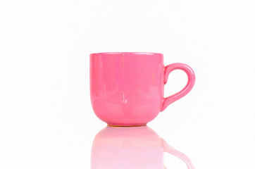 Glass of coffee. ceramic pink on white background / isolated and clipping path