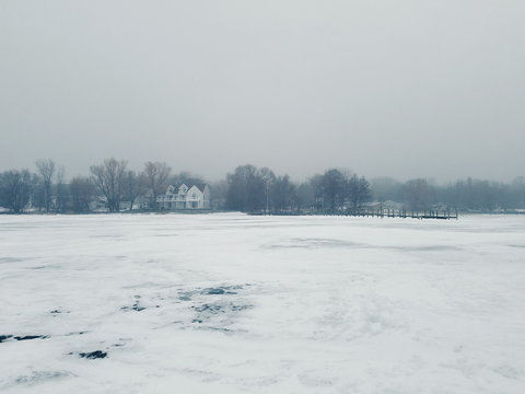 View of Shoreline from Middle of Frozen Lake