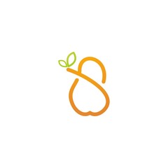 Obraz premium Pear Fruit Outline Nutrition Organic Abstract Icon Logo Design Template Element Vector