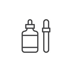 Eye drops bottle and pipette outline icon. linear style sign for mobile concept and web design. Dropper bottle simple line vector icon. Symbol, logo illustration. Pixel perfect vector graphics