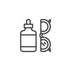 Eye drops and eye glasses outline icon. linear style sign for mobile concept and web design. Eye health care simple line vector icon. Symbol, logo illustration. Pixel perfect vector graphics