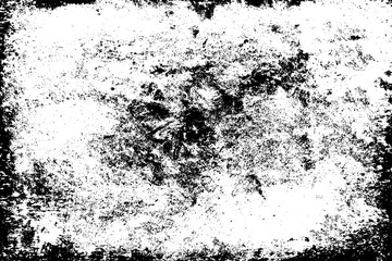 Texture of scratches, cracks, dust, chips, scuffs. Abstract monochrome grunge background. Vintage black and white surface. Vector dark dirty pattern