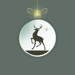 Christmas toy, ball with a bow, inside the silhouette of a deer.