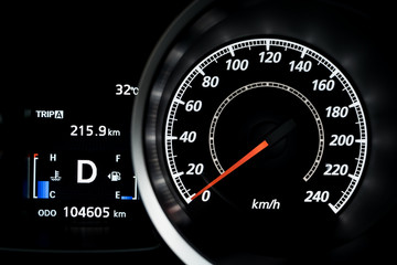 Car speed dashboard meter with light illuminated