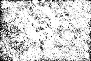 Texture of scratches, cracks, dust, chips, scuffs. Abstract monochrome grunge background. Vintage black and white surface. Vector dark dirty pattern