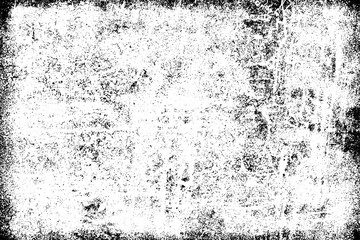 Texture of scratches, cracks, dust, chips, scuffs. Abstract monochrome grunge background. Vintage black and white surface. Vector dark dirty pattern - obrazy, fototapety, plakaty