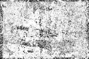 Texture of scratches, cracks, dust, chips, scuffs. Abstract monochrome grunge background. Vintage black and white surface. Vector dark dirty pattern