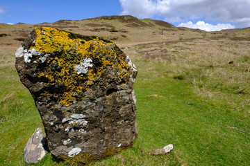 An ancient standing stone at Boreraig on the Isle of Skye