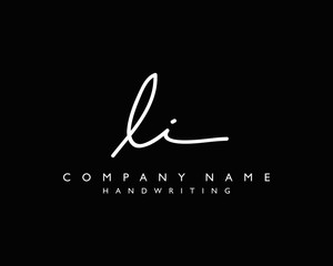 L I Initial handwriting logo - obrazy, fototapety, plakaty