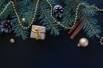 Merry Christmas and Happy New Year black background