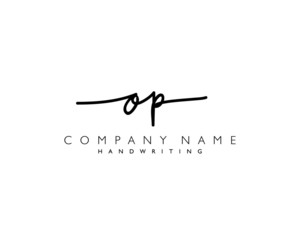 Fototapeta premium O P Initial handwriting logo