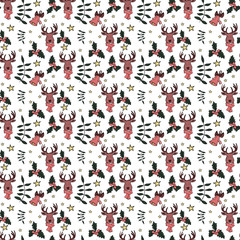 Vector seamless pattern with holiday elements and signs