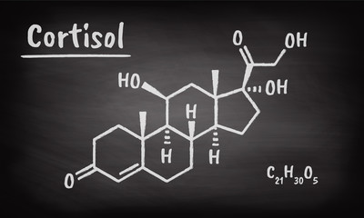 Black Chalkboard with the chemical formula of cortisol - 227587379