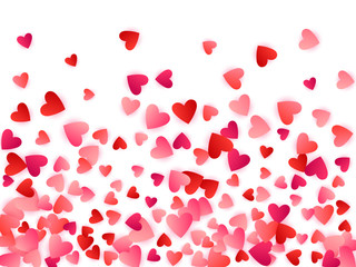 Naklejka na ściany i meble Red flying hearts bright love passion vector background.