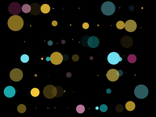 Memphis round confetti festive background in cyan blue, pink and yellow. Childish pattern vector.