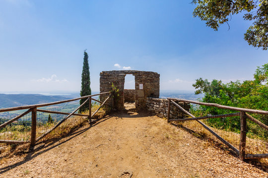 Panoramic viewpoint near Fortress of Girifalco in Cortona, Italy