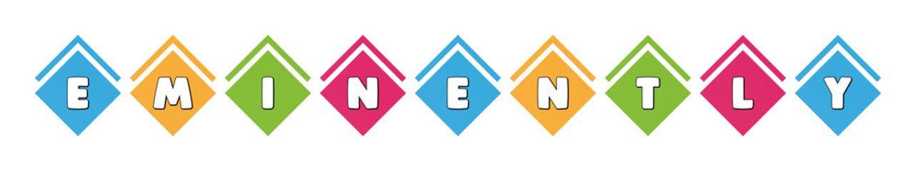 Eminently - typography in multi-colored boxes on white background