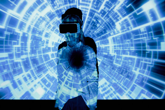 Woman in virtual environment