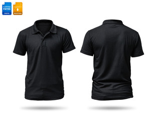 Black shirt isolated on white background. Template of cotton shirt for your design. Clipping paths object.