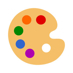 Color palette with colorful paint swatches for art and painting flat vector icon for apps and websites