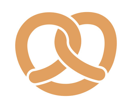 Soft pretzel twisted knot bread with salt flat vector color icon for apps and websites