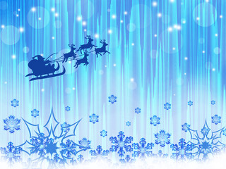 クリスマス　サンタクロース　雪の結晶　ツリー　クリスマス背景