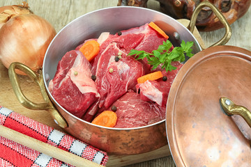 raw meat with vegetables